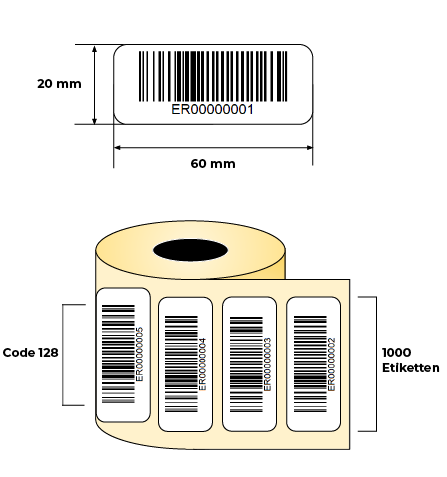 Barcodeetiketten                (1 Rolle /1 Menge = 1000 Etiketten)