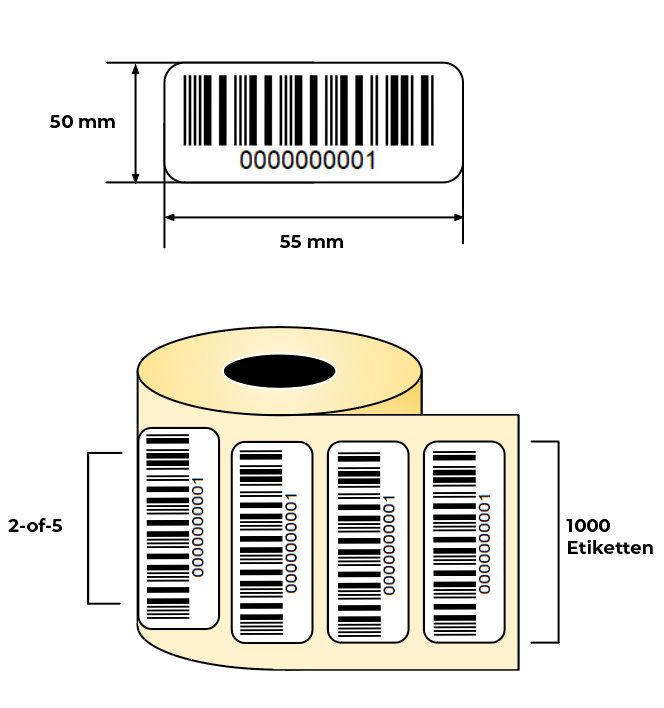 Barcodeetiketten                (1 Rolle /1 Menge = 1000 Etiketten)