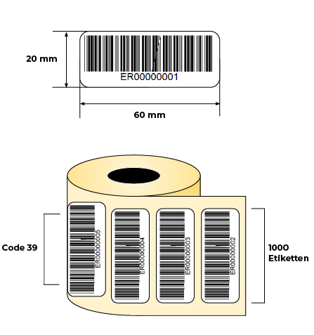 Barcodeetiketten                (1 Rolle /1 Menge = 1000 Etiketten)